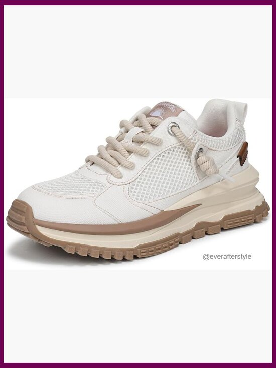 Shoes - Slip-On Fashion Sneakers with Platform Heel, Cushioned, Round Toe
